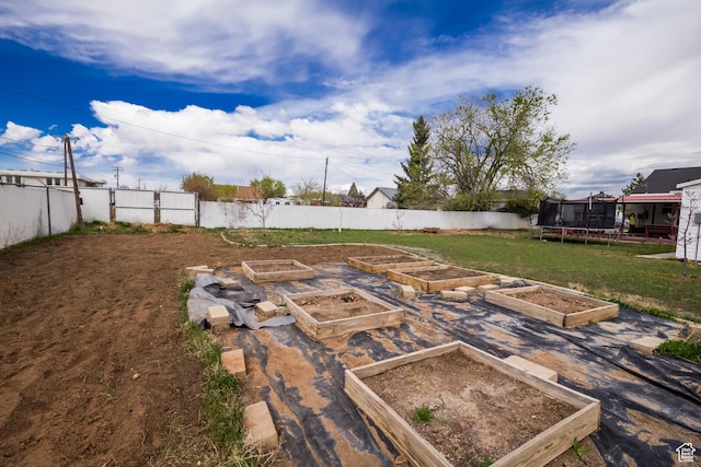 418 E 100 N, Vernal, UT 84078 - view of yard with a trampoline, a vegetable garden, and fence