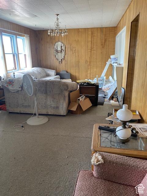 170 W Main St, East Carbon, UT 84520 - carpeted living area with wooden walls
