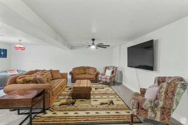 770 W Carter Dr, Pine Valley, UT 84781 - carpeted living area featuring baseboards and a ceiling fan