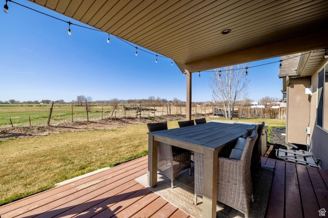 1808 E 2000 S, Naples, UT 84078 - wooden deck with a rural view, a yard, outdoor dining area, and fence