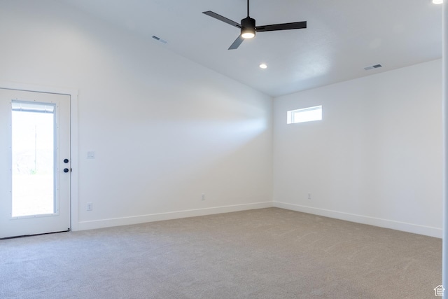 1403 E 1230 S Unit 45, Garland, UT 84312 - unfurnished room featuring light carpet, a ceiling fan, visible vents, and baseboards