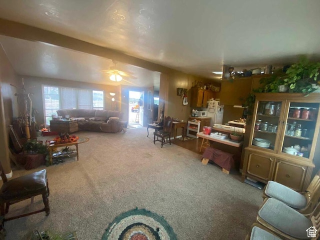 5141 W 940 S, Roosevelt, UT 84066 - living room featuring carpet and ceiling fan