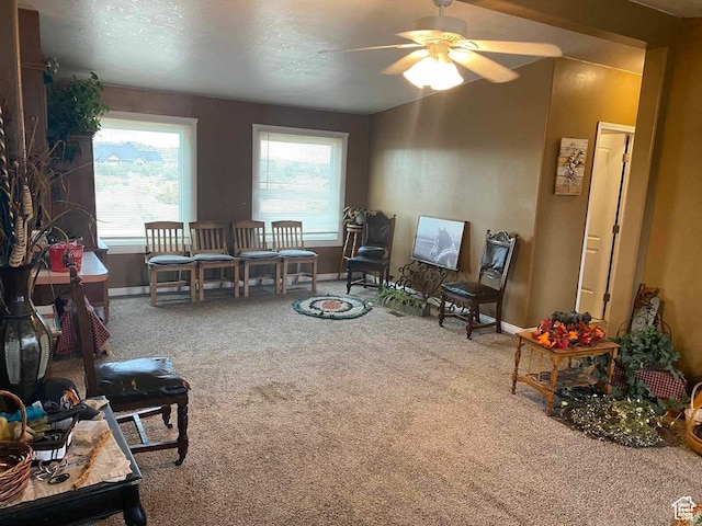 5141 W 940 S, Roosevelt, UT 84066 - carpeted living room with baseboards and ceiling fan