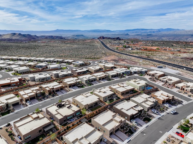 aerial view with a residential view and a mountain view