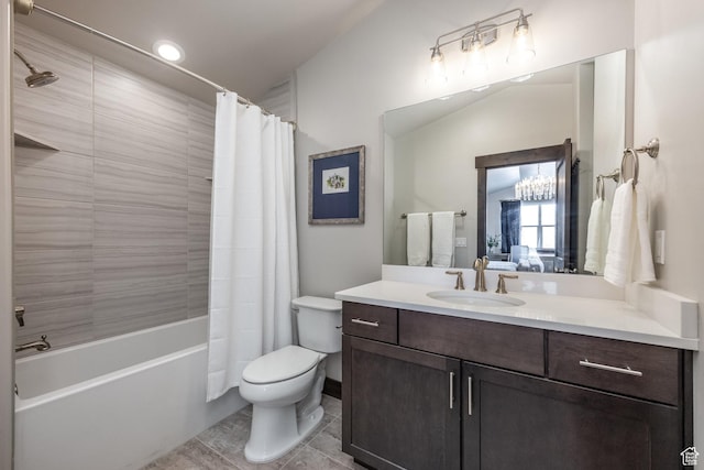 1166 W Cadence Ct, Kamas, UT 84036 - bathroom featuring tile patterned floors, toilet, vanity, baseboards, and shower / tub combo