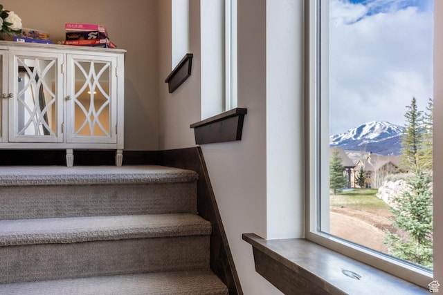 1166 W Cadence Ct, Kamas, UT 84036 - staircase featuring a mountain view