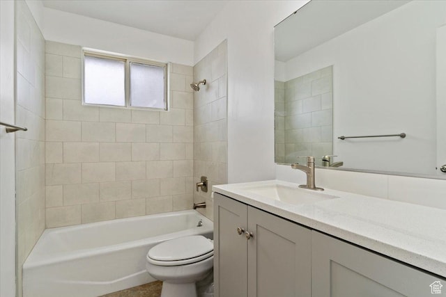 bathroom featuring shower / washtub combination, vanity, and toilet