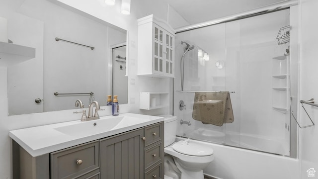 22 W La Vista Dr S, West Jordan, UT 84088 - bathroom featuring vanity, toilet, and bath / shower combo with glass door