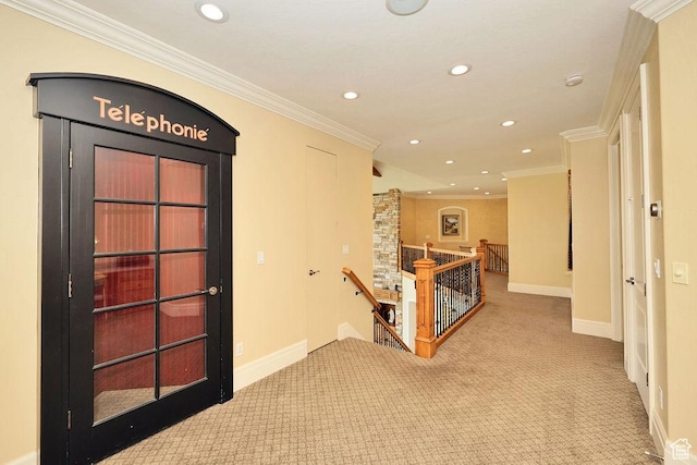 943 N Terrace Dr, Provo, UT 84604 - hallway featuring baseboards, recessed lighting, an upstairs landing, and carpet