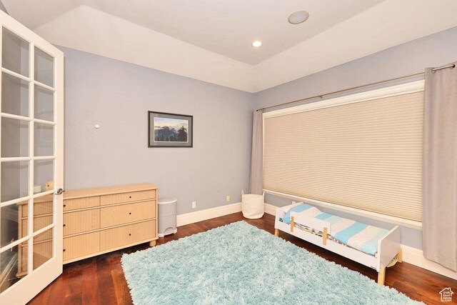 943 N Terrace Dr, Provo, UT 84604 - bedroom with baseboards, dark wood-style flooring, and recessed lighting