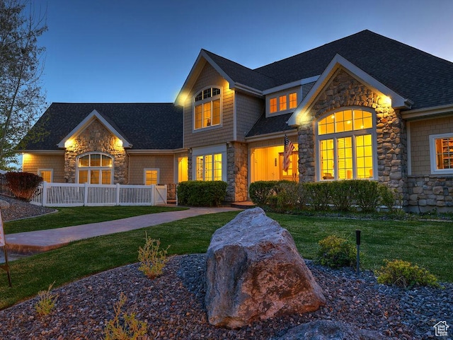 943 N Terrace Dr, Provo, UT 84604 - craftsman inspired home with roof with shingles, stone siding, and a front yard