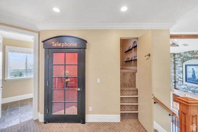 943 N Terrace Dr, Provo, UT 84604 - foyer entrance with baseboards, crown molding, and recessed lighting