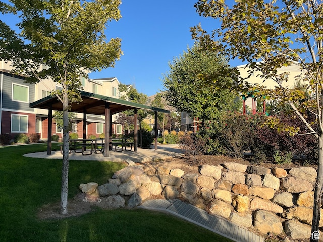 14714 S Rising Star Way, Bluffdale, UT 84065 - view of grassy yard with a gazebo