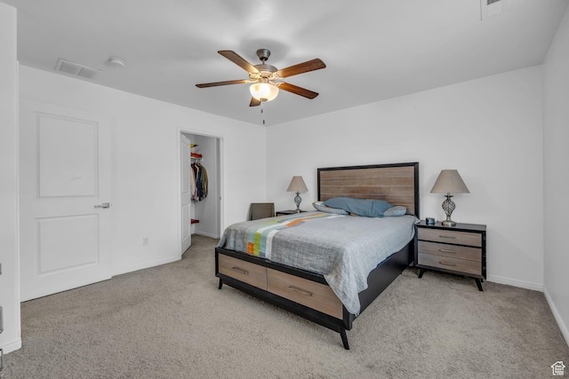 14714 S Rising Star Way, Bluffdale, UT 84065 - carpeted bedroom with a ceiling fan, a closet, a spacious closet, baseboards, and visible vents
