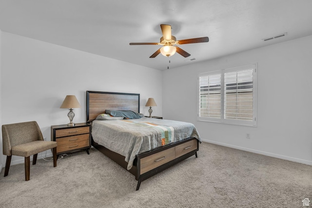 14714 S Rising Star Way, Bluffdale, UT 84065 - carpeted bedroom with baseboards, a ceiling fan, and visible vents
