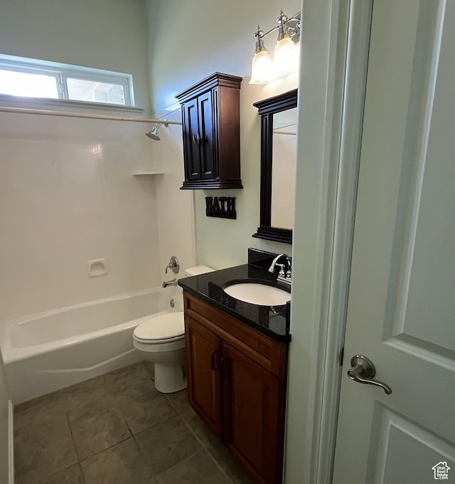 407 W Larkspur Ln, Morgan, UT 84050 - bathroom featuring vanity, tile patterned flooring, washtub / shower combination, and toilet