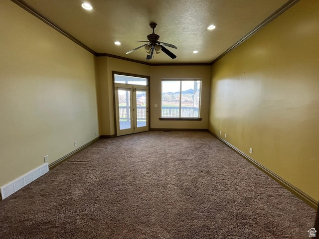 407 W Larkspur Ln, Morgan, UT 84050 - unfurnished room with carpet, visible vents, and crown molding