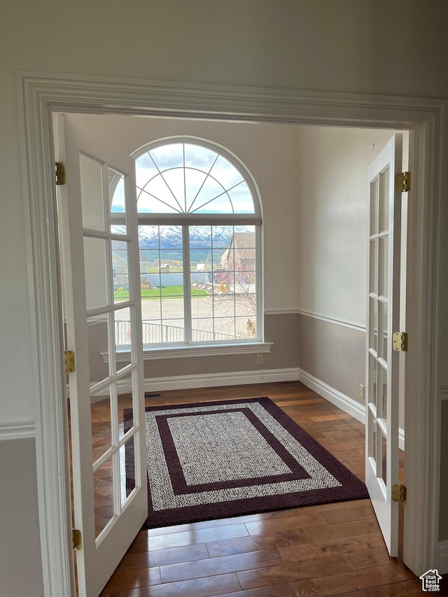 407 W Larkspur Ln, Morgan, UT 84050 - doorway to outside with wood finished floors, baseboards, and french doors