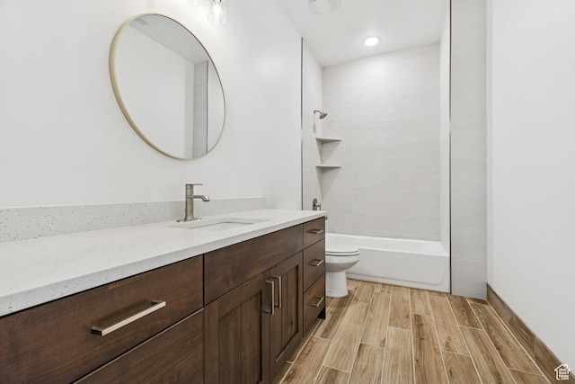 3618 W 185 N, Hurricane, UT 84737 - bathroom with wood finish floors, toilet, vanity, and shower / tub combination