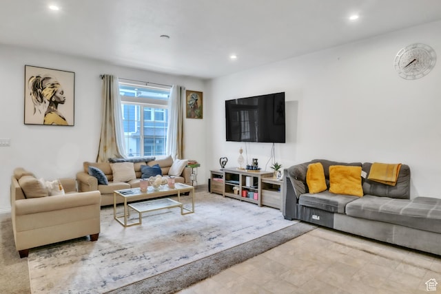 living area featuring recessed lighting