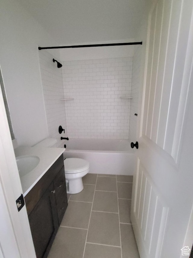 5682 W 7220 S, West Jordan, UT 84081 - bathroom with tile patterned flooring, vanity, shower / tub combination, and toilet