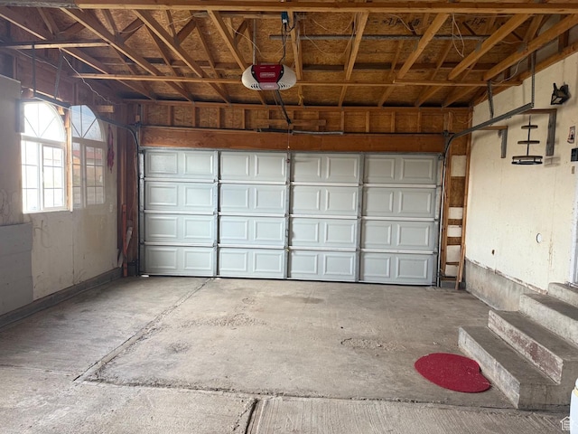 garage with a garage door opener
