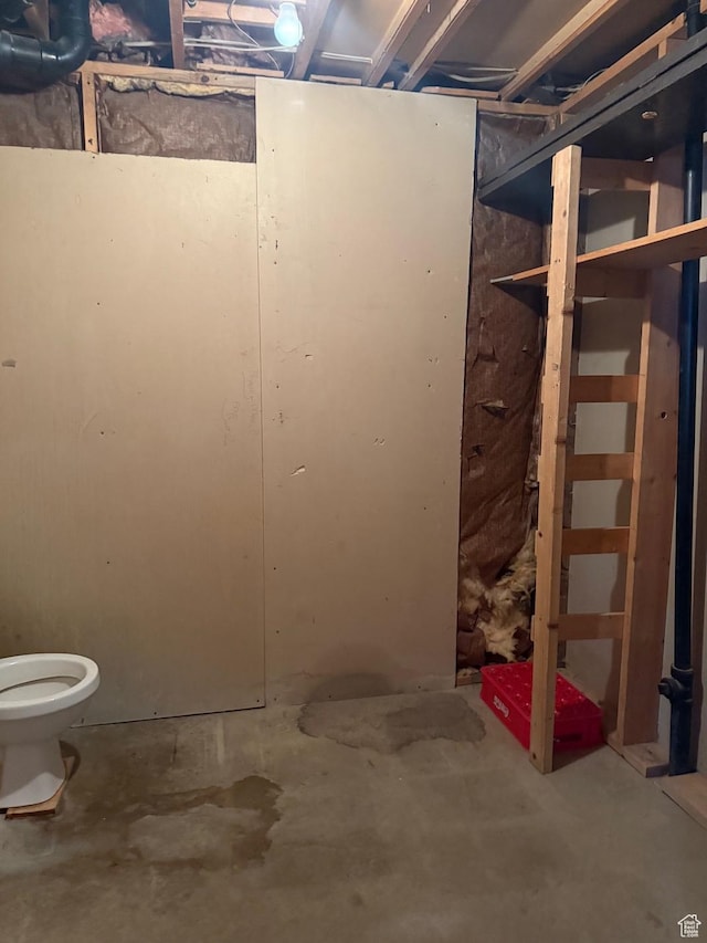 view of unfinished basement