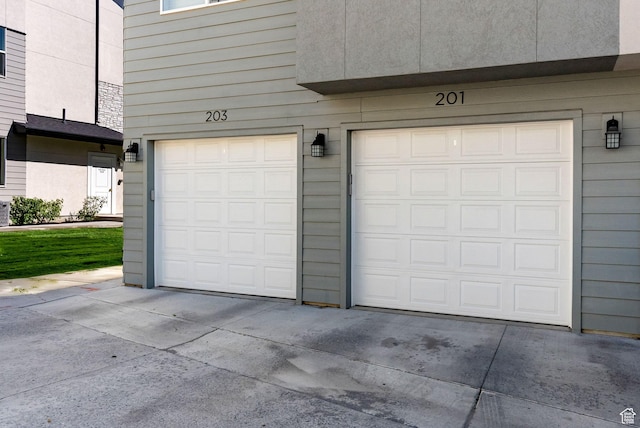 view of garage