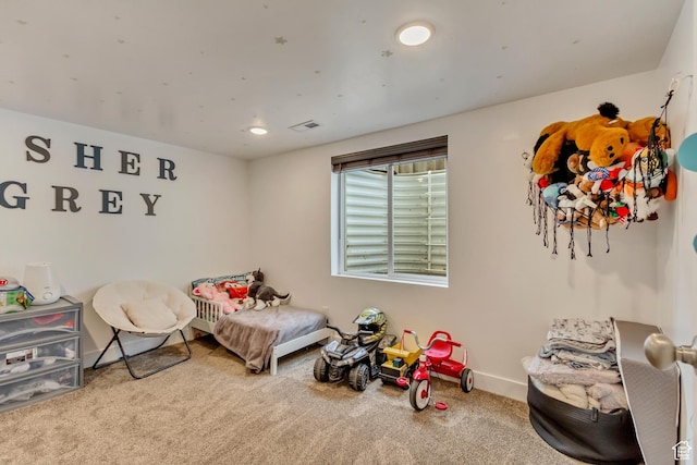 8459 N Western Gailes Dr, Eagle Mountain, UT 84005 - bedroom with carpet floors, visible vents, and baseboards