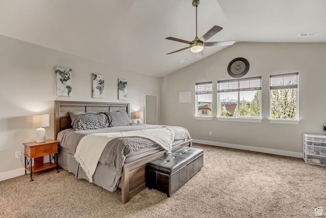 8459 N Western Gailes Dr, Eagle Mountain, UT 84005 - bedroom featuring lofted ceiling, a ceiling fan, light carpet, and baseboards