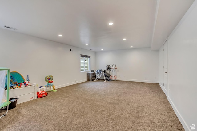 8459 N Western Gailes Dr, Eagle Mountain, UT 84005 - playroom with baseboards, carpet, and recessed lighting