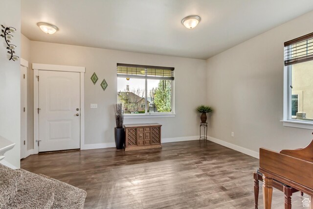 8459 N Western Gailes Dr, Eagle Mountain, UT 84005 - entrance foyer with plenty of natural light, baseboards, and wood finished floors