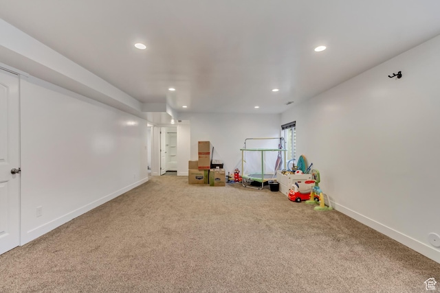 8459 N Western Gailes Dr, Eagle Mountain, UT 84005 - game room with baseboards, carpet floors, and recessed lighting