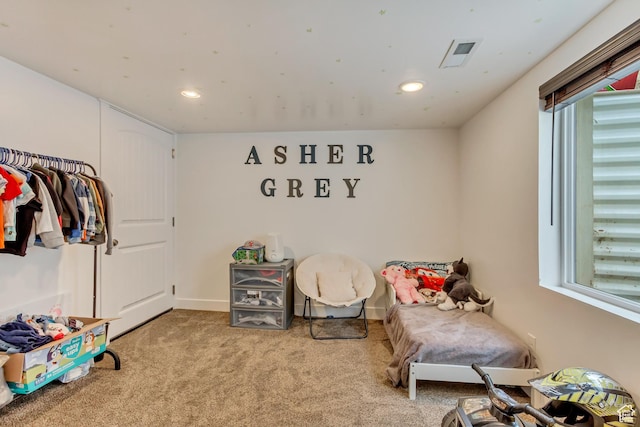 8459 N Western Gailes Dr, Eagle Mountain, UT 84005 - carpeted bedroom featuring visible vents and recessed lighting
