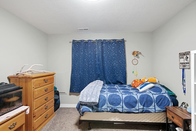 5701 W Emmeline Dr, Herriman, UT 84096 - carpeted bedroom featuring a textured ceiling, visible vents, and baseboards