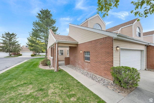 2590 W Central Pk Cir, Taylorsville, UT 84129 - view of front of property featuring a front lawn, brick siding, driveway, and an attached garage