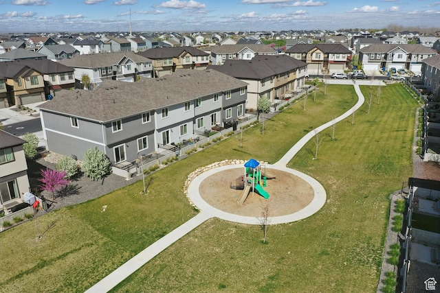 aerial view with a residential view