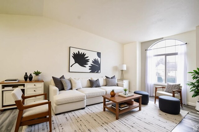 living room featuring light wood-style flooring