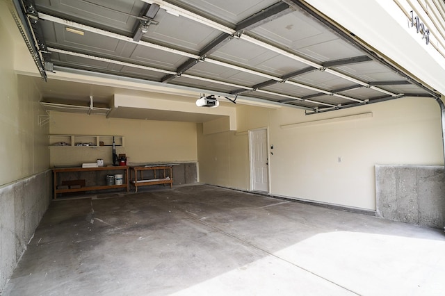 garage with a garage door opener