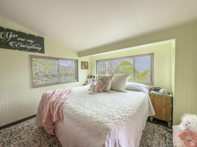 bedroom with vaulted ceiling