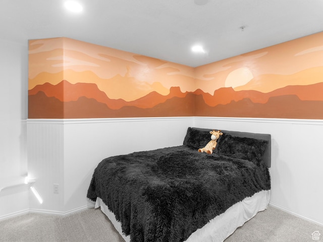 6939 S Tourist Ln W Unit 2C, West Jordan, UT 84084 - bedroom with carpet flooring and a wainscoted wall