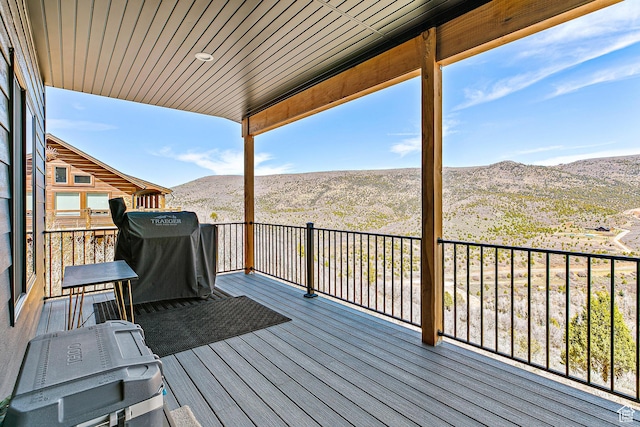 1678 S Ridgeline Dr Unit 1276, Heber City, UT 84032 - wooden terrace featuring grilling area and a mountain view