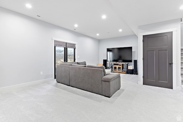 1678 S Ridgeline Dr Unit 1276, Heber City, UT 84032 - living area with baseboards, light carpet, visible vents, and recessed lighting