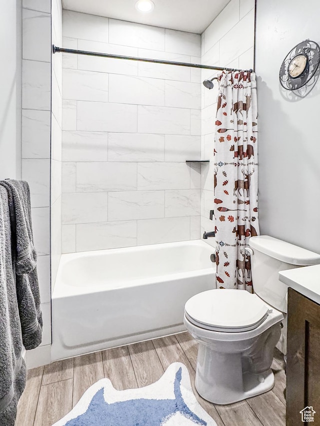 1678 S Ridgeline Dr Unit 1276, Heber City, UT 84032 - full bathroom featuring toilet, vanity, shower / tub combo with curtain, and wood tiled floor
