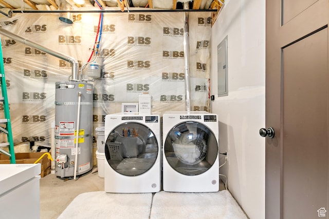 1678 S Ridgeline Dr Unit 1276, Heber City, UT 84032 - laundry area with separate washer and dryer, electric panel, laundry area, and strapped water heater