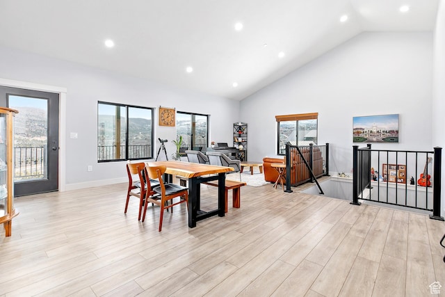 1678 S Ridgeline Dr Unit 1276, Heber City, UT 84032 - dining space featuring light wood finished floors, recessed lighting, and high vaulted ceiling