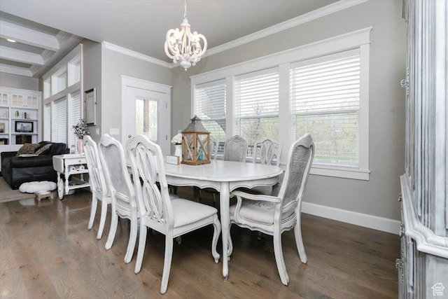 535 N Pheasant Hollow Ln, Mendon, UT 84325 - dining area featuring wood finished floors, ornamental molding, baseboards, and a notable chandelier