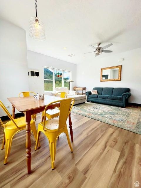 174 S 200 E, Pine Valley, UT 84781 - dining room with light wood-type flooring and a ceiling fan
