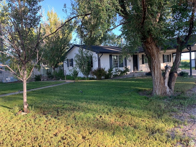 ranch-style house featuring a front yard