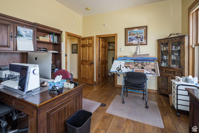 3270 E Rim Vistas Cir, Moab, UT 84532 - home office with dark wood-style floors